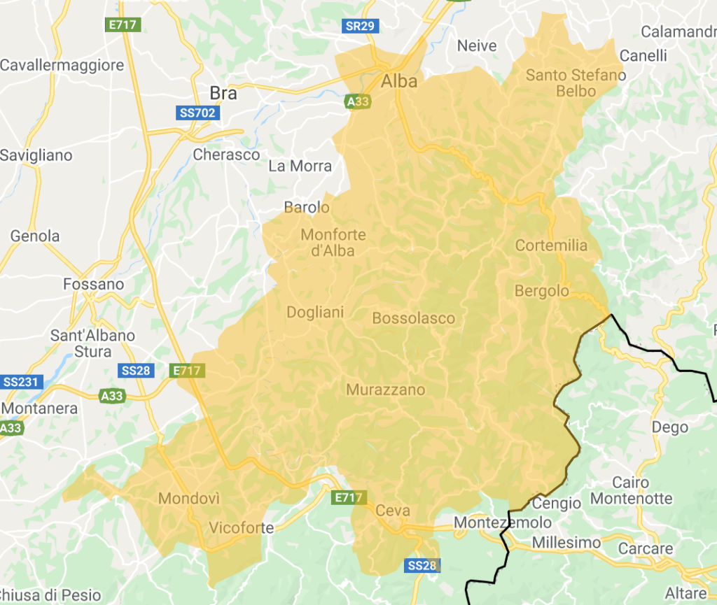 La zona in provincia di Cuneo votata all'Alta Langa